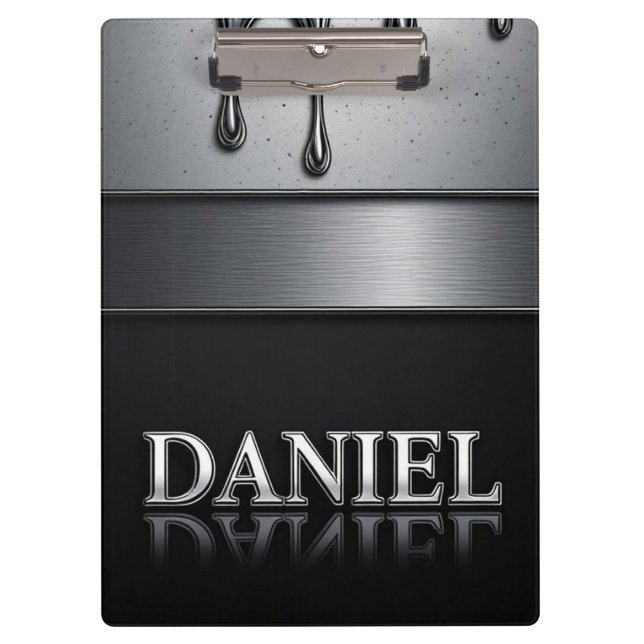 Daniel Name mit tröpfelndem flüssigem Metall Klemmbrett (Vorderseite)
