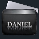 Daniel Name with Dripping Liquid Metal Laptopschutzhülle<br><div class="desc">Polished chrome nameplate reading Daniel with dripping liquid metal and strong reflective highlights. Embossed 3D typography on a sleek dark background evokes luxury, modern branding, industrial design and custom identity.</div>