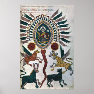 Daniel sieht Vier Bestien und Gott Poster