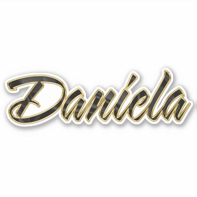 Daniela black gold Lettering Aufkleber Sticker (Vorderseite)