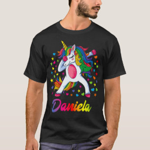 Daniela Dabbing Unicorn Rainbow Personalisiert Nam T-Shirt