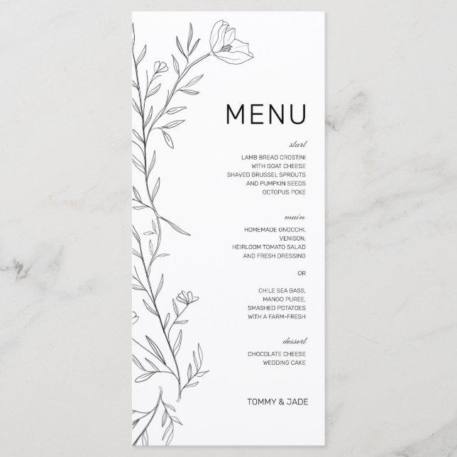 Daniella Floral Menü Menükarte (Vorderseite)