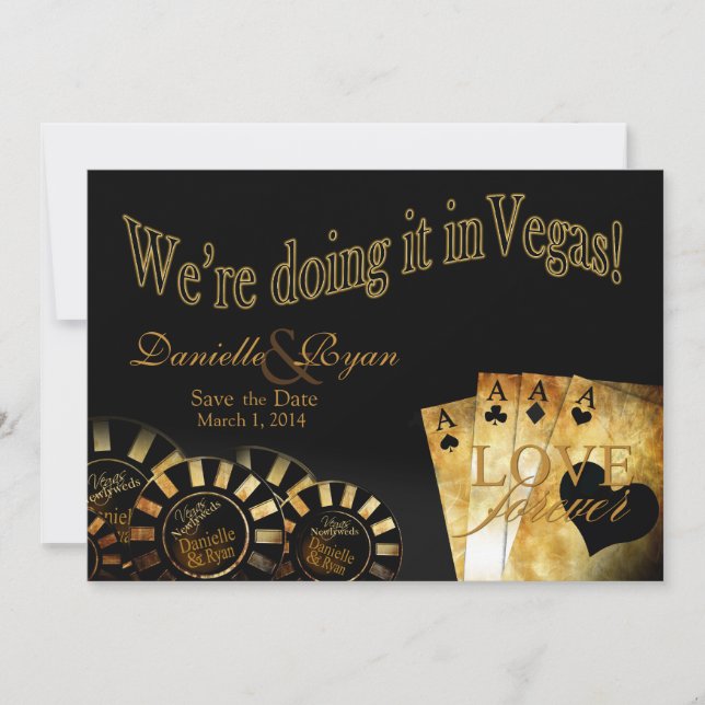 Danielle & Ryan Las Vegas Deluxe Wedding Einladung (Vorderseite)