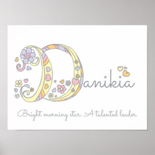 Danikia affiche décorative de nom et de sens