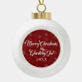 Dänisch-amerikanisch mit bilingualem Weihnachten i Keramik Kugel-Ornament