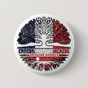 Dänisch-Dänisch Frankreich Tree Roots Flag Button