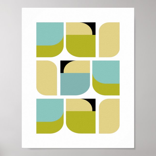 Dänisch Moderne Türkisgelbe geometrische Formen Poster (Vorne)