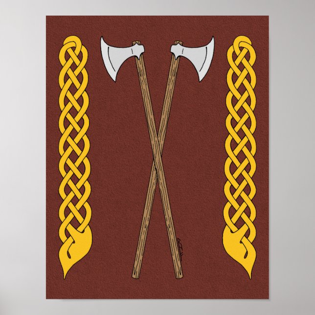 Dänisch/Wikingaketten überquert mit Kunstwerken Poster (Vorne)