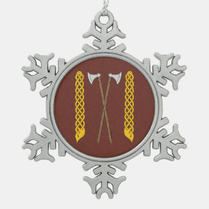 Dänisch/Wikingaketten überquert mit Kunstwerken Schneeflocken Zinn-Ornament