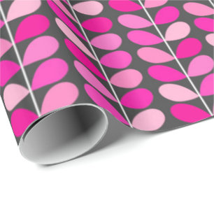 Dänische Blätter des Mittelalters, Fuchsia Pink  Geschenkpapier