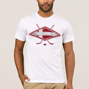 Dänische Eishockeyflagge mit Zurück-Print T-Shirt