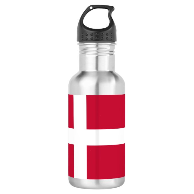 Dänische Flagge Edelstahlflasche (Vorderseite)