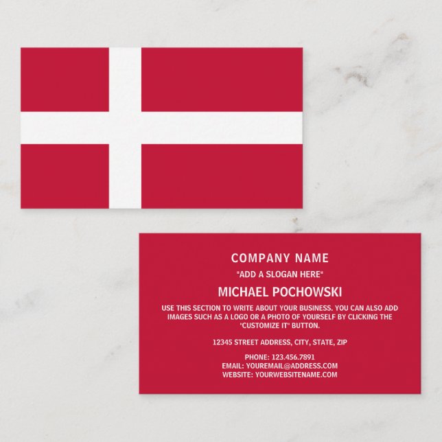 Dänische Flagge, Flagge Dänemarks Visitenkarte (Vorne/Hinten)