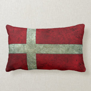Dänische Flagge gealterter Stahleffekt Lendenkissen