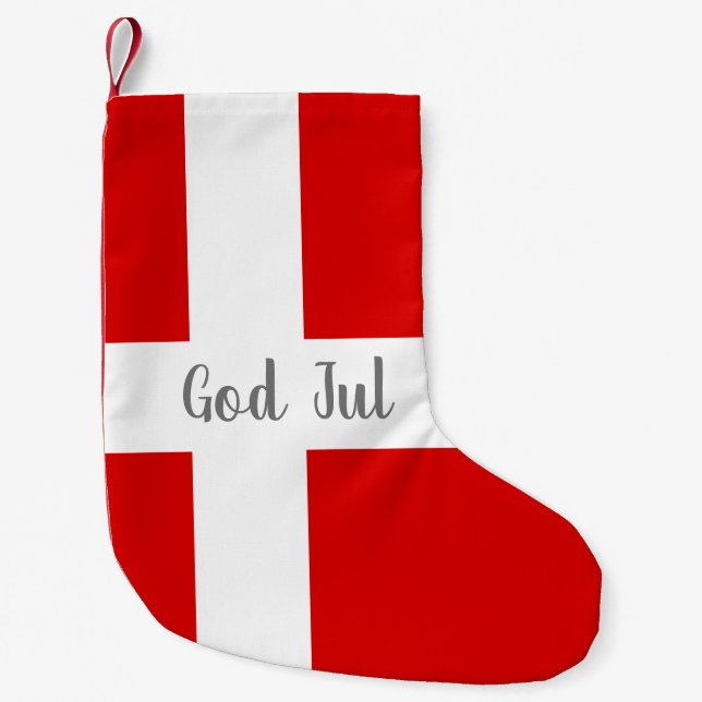 Dänische Flagge Gottes Jul Weihnachts-Party Kleiner Weihnachtsstrumpf (Vorderseite)