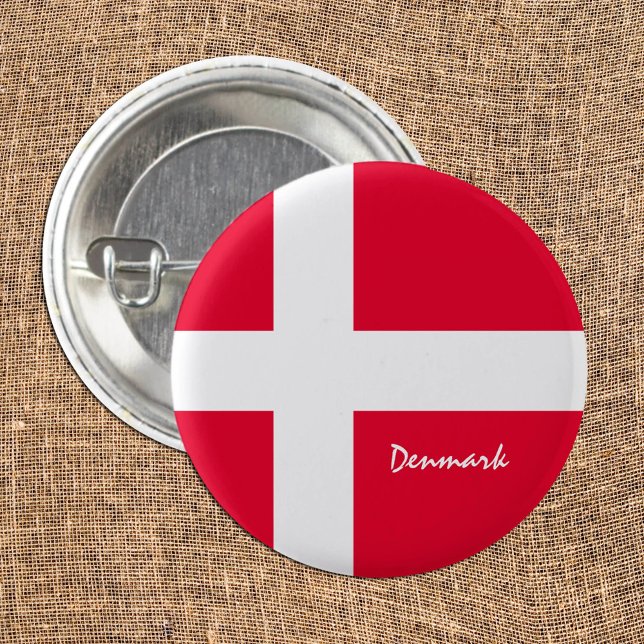 Dänische Flagge patriotisch & dänische Mode / Spor Button (Von Creator hochgeladen)