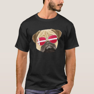 Dänische Flagge Pug Hund Dänemark Tasche T-Shirt