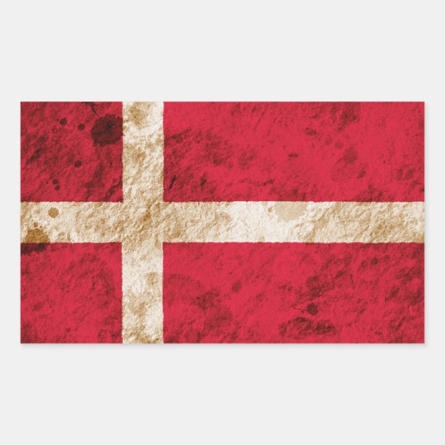 Dänische Flagge Rechteckiger Aufkleber (Vorderseite)