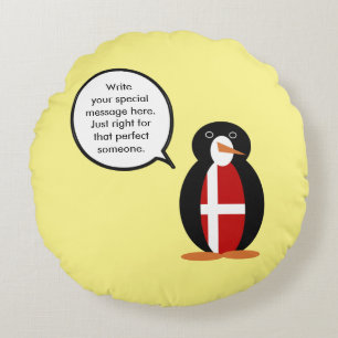 Dänische Flagge Sprechende Ms-Pinguin-Personalisie Rundes Kissen
