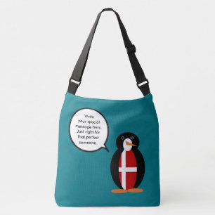 Dänische Flagge Sprechende Ms Pinguin Personalisie Tragetaschen Mit Langen Trägern