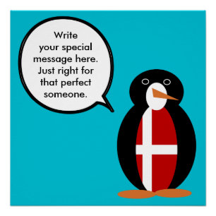 Dänische Flagge Sprechender Ms. Pinguin Personalis Poster