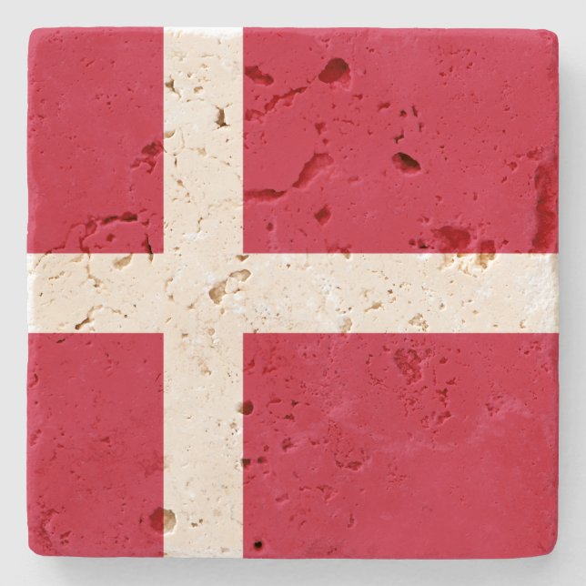 Dänische Flagge Steinuntersetzer (Vorderseite)
