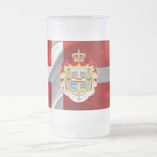 Dänische Flagge-Wappen Mattglas Bierglas