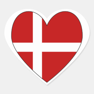 Dänische Herzvalentinflagge Herz-Aufkleber