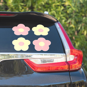 Dänische Pastete 4 Gelb Rosa Niedlich Retro Blume Aufkleber