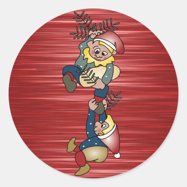 Dänische Weihnachtselfen Runder Aufkleber (Vorderseite)