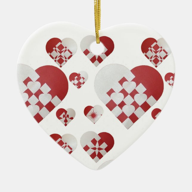 Dänische Weihnachtsherz-Verzierungen Keramik Ornament (Vorne)