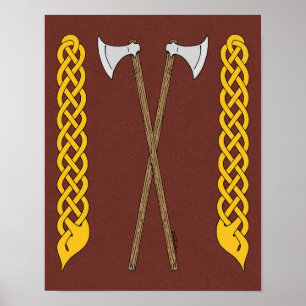 Dänische/Wikingeraxt mit Flechtwerk gekreuzt Poster