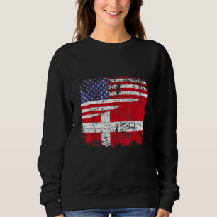 Dänische Wurzeln Halb Amerikanische Flagge Dänemar Sweatshirt