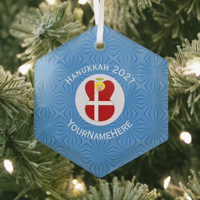 Dänischer Angel Hanukka Flag Personalisiert Ornament Aus Glas (Insitu)