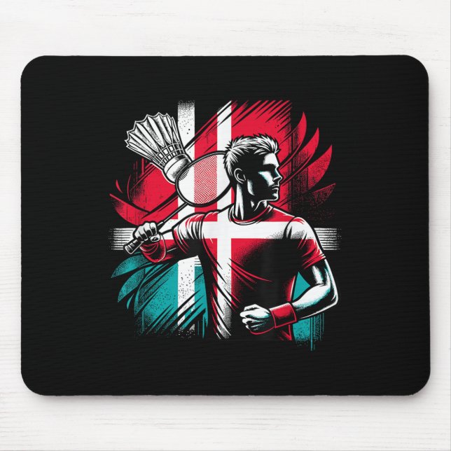 Dänischer Badmintonspieler stolzer Patriot Athlet  Mousepad (Vorne)