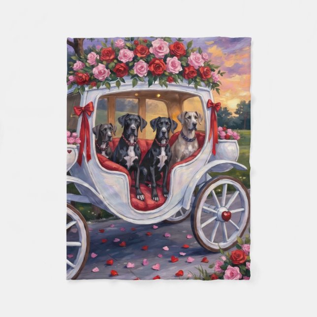 Dänischer Dogge Valentinstag Fleecedecke (Vorderseite)