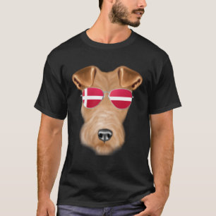 Dänischer Flaggendraht Fox Terrier Dog Dänemark Po T-Shirt