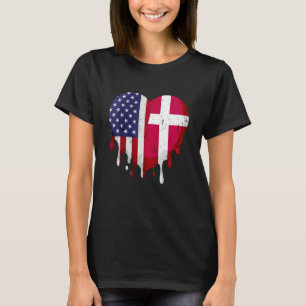 Dänischer Heritage Monat Dänemark Flaggenherz T-Shirt