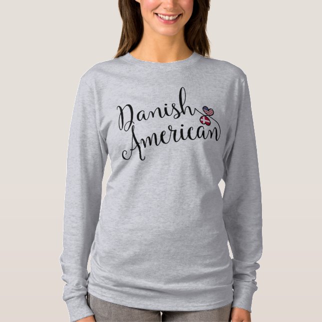 Dänisches Amerikaner Entwinted Herz-T-Shirt T-Shirt (Vorderseite)