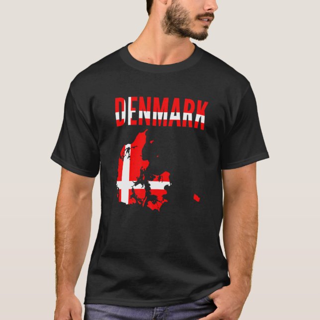 Dänisches Dänemark Landkarte Flag Not Denma T-Shirt (Vorderseite)