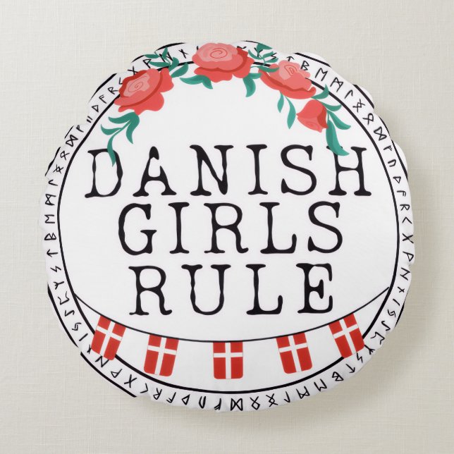 Dänisches Mädchenkissen Rundes Kissen (Vorderseite)