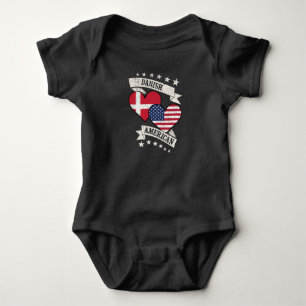 Danish American Heart Flags Dänemark Amerika Baby Strampler