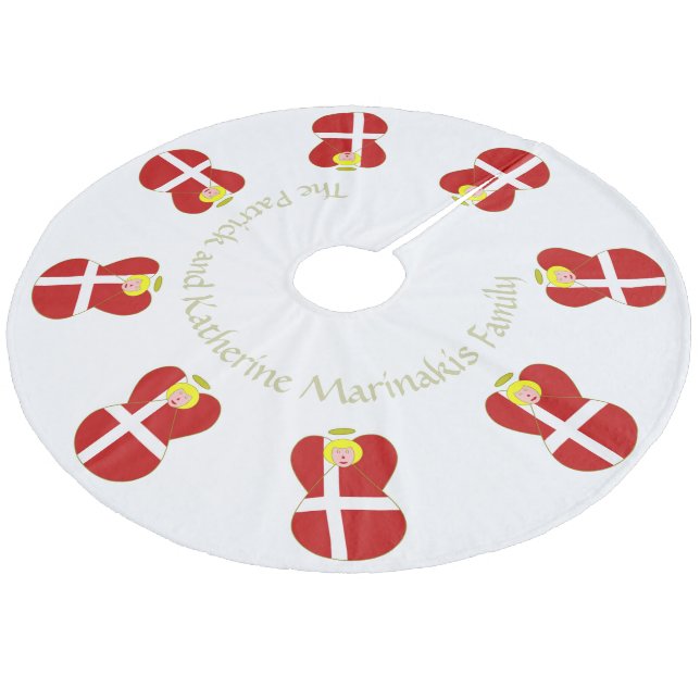 Danish Angel Blonde auf White Personalisiert Fleece Weihnachtsbaumdecke (Schrägansicht)