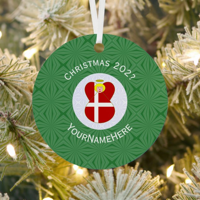 Danish Angel Christmas Flag Personalisiert Ornament Aus Metall (InSitu)