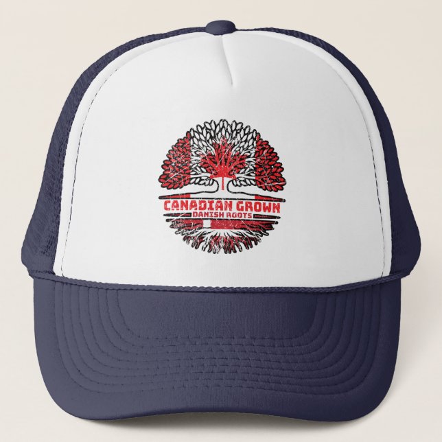Danish Denmark Canadian Canada Tree Roots Flag Truckerkappe (Vorderseite)