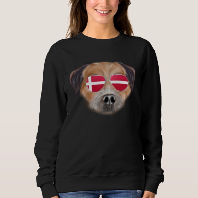 Danish Flag Border Terrier Dog Denmark Pocket Sweatshirt (Vorderseite)
