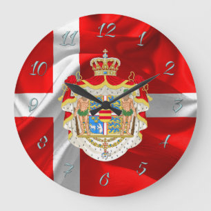 Danish flag-Coat of arms Große Wanduhr
