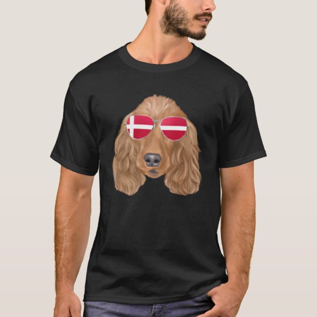Danish Flag Cocker Spaniel Dog Denmark Pocket T-Shirt (Vorderseite)
