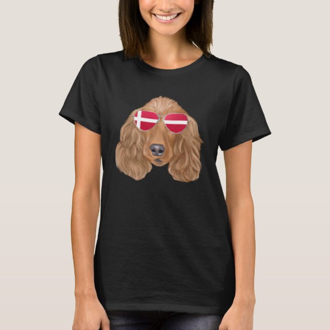 Danish Flag Cocker Spaniel Dog Denmark Pocket T-Shirt (Vorderseite)