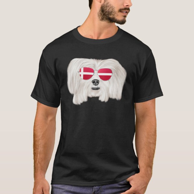 Danish Flag Maltese Dog Denmark Pocket T-Shirt (Vorderseite)